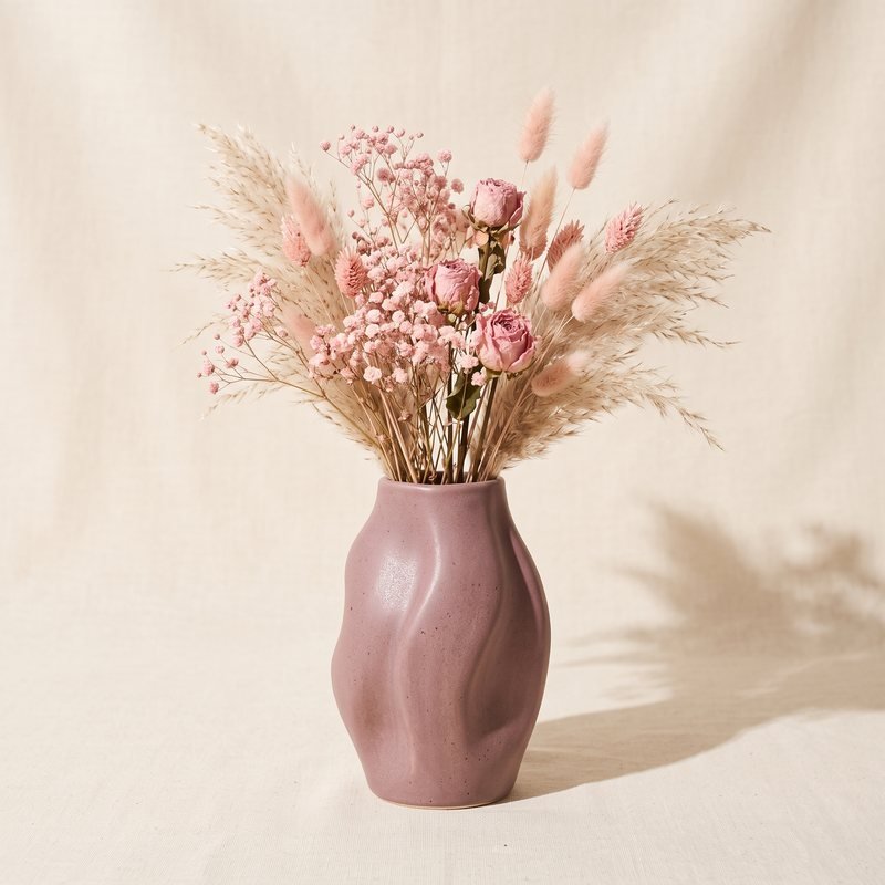 Mauve Bloom Ceramic Vase